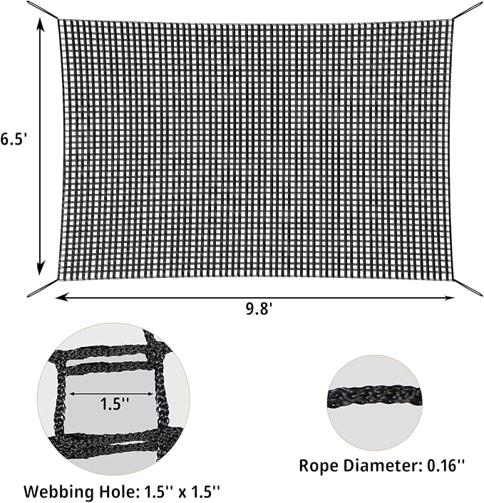 Climbing Cargo Net - 6.5' x 9.8', Double Layer Playground Safety Net with Storage Bag for Kids' Outdoor Treehouse