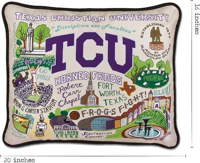 Catstudio Throw Pillow, Texas Christian University Embroidered Pillow - Collegiate Decorative Pillows for TCU Fans for Graduation, Game Day, Alums and Parents