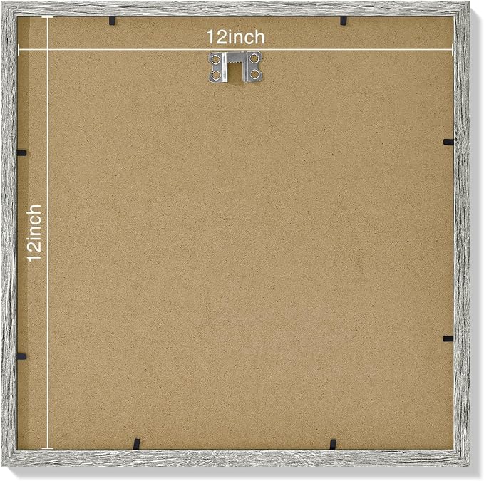 Vittanly 12x12 Picture Frames Set of 9 for Wall Mounting, Grey | Display Pictures 8x8 with Mat or 12x12 without Mat for Wall Mounting, Square Photo Frames for Home Decor, Engineered Wood