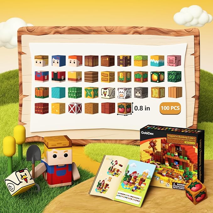 idoot 100PCS Magnetic Blocks Farm Animal Toys, STEM Sensory Building Gifts for Boys and Girls
