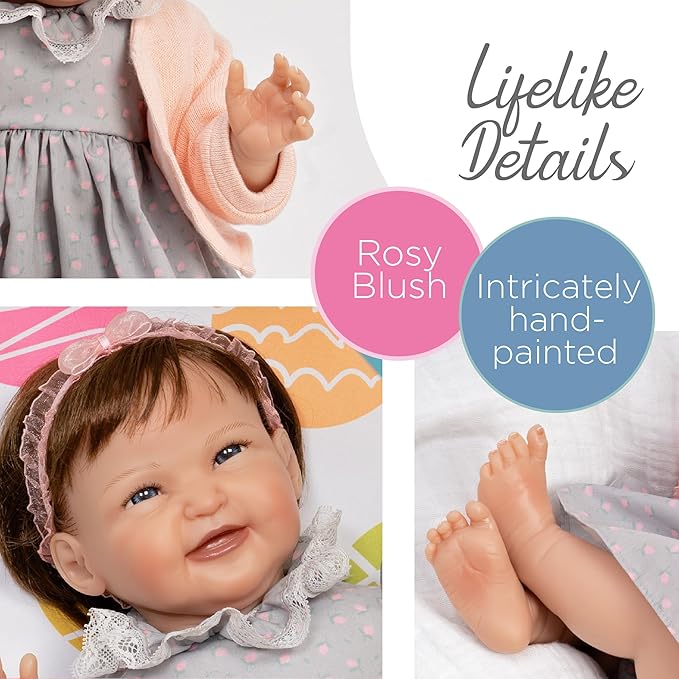Paradise Galleries 19 Inch Realistic Reborn Toddler Baby Girl Doll with Pink Dainty Rose Buds Outfit and Accessories Giftable Set – Sweetie Pie