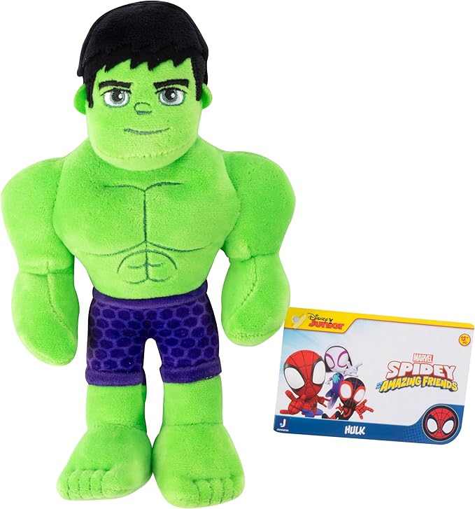 Marvel Spidey and His Amazing Friends 8" Incredible Hulk Plush - Spider-Man Stuffed Animal Toy Figure - Officially Licensed - Spider-Verse Gift for Kids, Boys, Girls