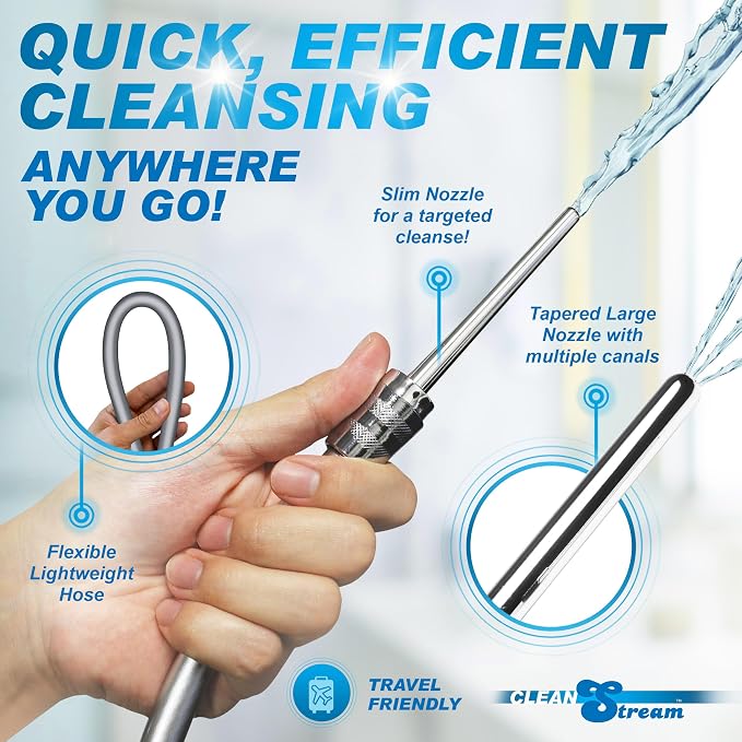 Cleanstream Shower Enema Set for Beginners, Men, Women,5 Piece Set, Grey.