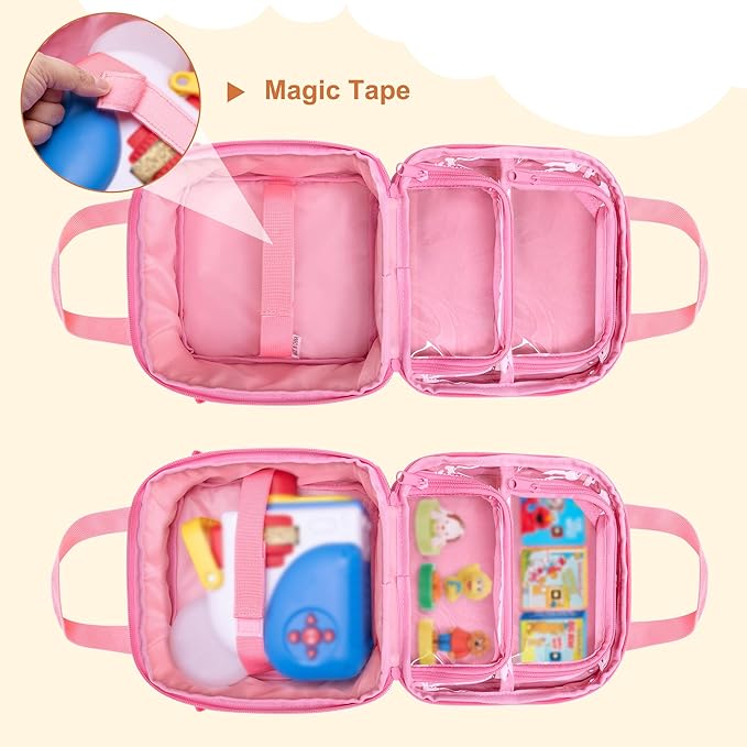 LoDrid Carrying Case Compatible with Little Tikes Story Dream Machine Starter Set, Multiple Pockets for Books and Accessories, Pink, Bag Only (Patent Design)
