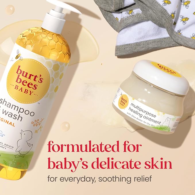 Burt's Bees Baby 100% Natural Origin Multipurpose Healing Ointment, Face & Body Baby Ointment – 7.5 Ounce Tub (Pack of 2)