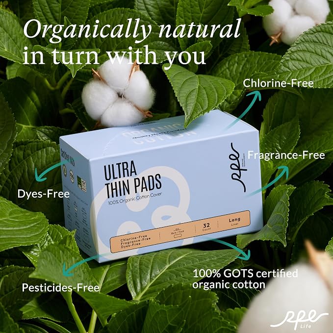 Organic Feminine Care Set: Ultra-Thin Cotton Panty Liners & pH Balanced Flushable Wipes, Unscented, Light Absorbency, Size2 96 Ct Panty Liners + 40 Wipes (10ct x 4)