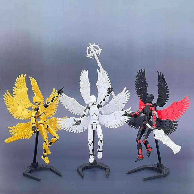 (Assembly Completed) 3D Printed T13 Action Figure 5.54-inch Dummy Titan 13 Action Figure with 9 Types of Weapons and 5 Types of Hands, Lucky 13 (White)