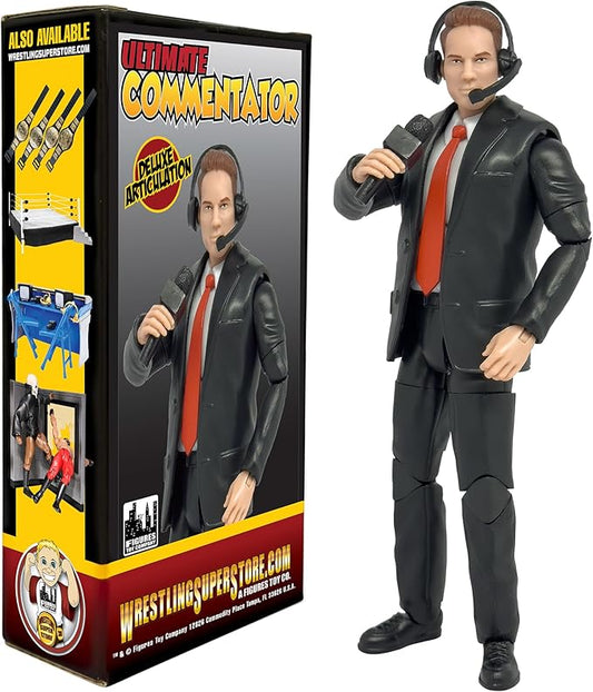 Ultimate Commentator Announcer with Deluxe Articulation for WWE & AEW Wrestling Action Figures