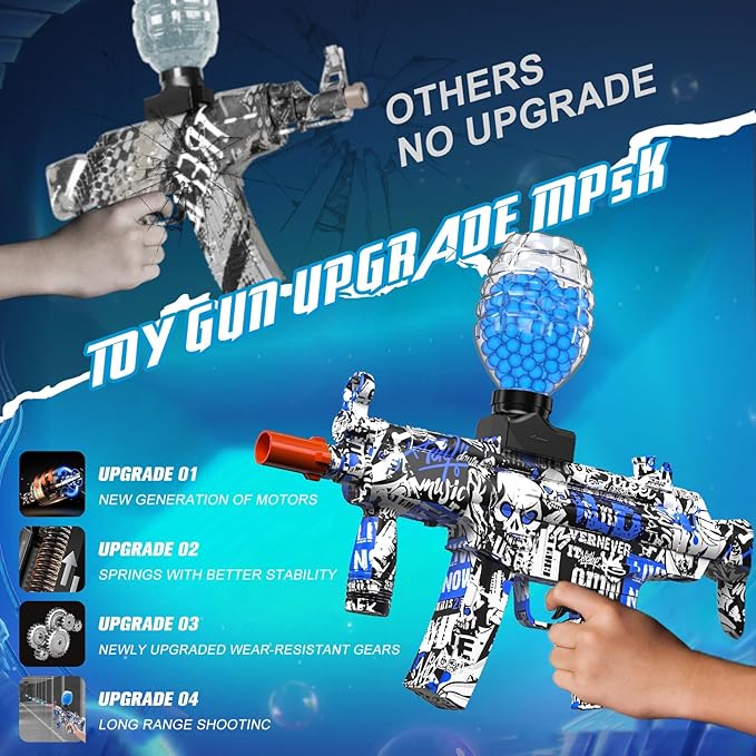 Anstoy Gel Ball Blaster Blue – Automatic Orby Gel Gun with High Power Shooting, Ideal for Outdoor Battles, Team Games & Christmas, Halloween, Birthdays Gifts for Ages 14+