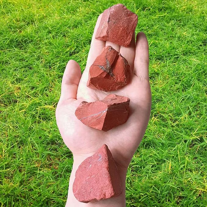 LAIDANLA 1lb 2" Red Jasper Natural Rough Stones Crystal Large Raw Crystals Bulk Healing Gemstones for Reiki Healing Tumbling Fountain Rocks Wire Wrapping Decoration Cabbing Lapidary