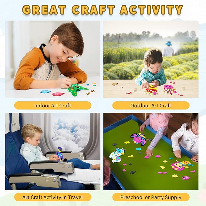 VKPI 4 Pieces EVA Foam Art Crafts Gift Kit, Creative Make Your Own Dinosaurs, Cartoon Foam Paper Craft Projects for Kids Ages 4+ Toddler, Preschool Learning Toy for Birthday Party Favor Supplies