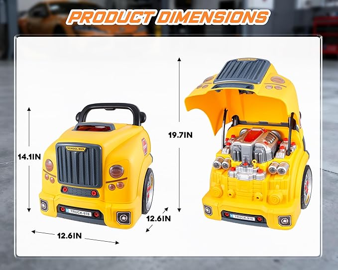 Interactive Truck Engine Toy with Removable Parts - Lights, Sounds, and Fun for Young Mechanics -Unleash Their Creativity and Motor Skills with This Truck Engine Toy (Yellow)
