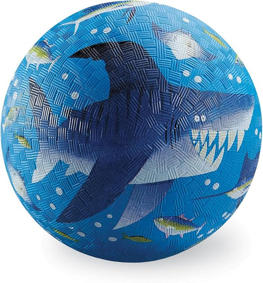 Crocodile Creek Playground Ball - Durable Rubber Ball for Kids Ages 3 and Up - Bouncy Inflatable Ball for Kickball, Indoor Games, and Outdoor Sports - PVC-Free - Shark Reef - 7-inch Diameter