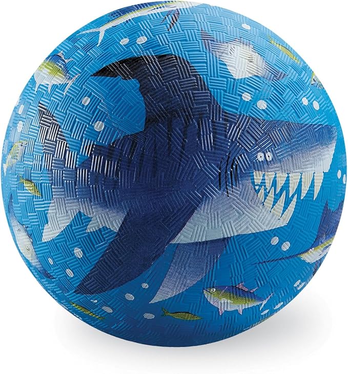 Crocodile Creek Playground Ball - Durable Rubber Ball for Kids Ages 3 and Up - Bouncy Inflatable Ball for Kickball, Indoor Games, and Outdoor Sports - PVC-Free - Shark Reef - 5-inch Diameter