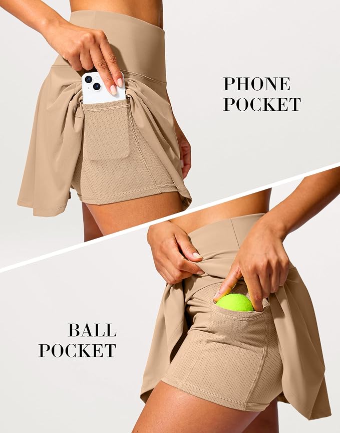 14" Tennis Skirt Golf Skorts with Pockets Tummy Control Shorts Pleated Skirts for Women Athletic Dressy Casual