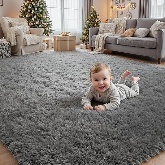 4x6 Area Rugs for Living Room Rug: Soft Fluffy Shag Light Gray Rugs for Bedroom, Non-Slip Large Fuzzy Plush Rug Indoor Floor Carpet for Nursery Kids Boys Girls Room, Dorms, Playroom, Modern Home Decor