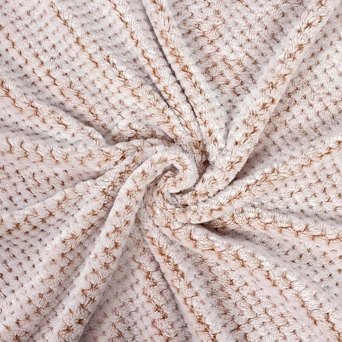 Exclusivo Mezcla Soft Waffle Fleece Bed Blanket King Size, Heather Tan | Lightweight Plush Blanket for Bed, Bedroom, Cozy Flannel with Waffle Texture, Stylish Home Decor, All Season, 104x90 Inches
