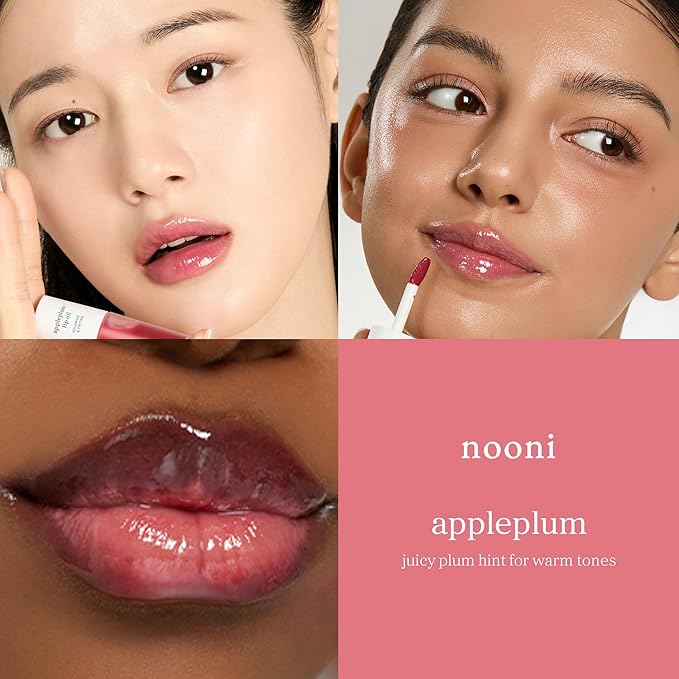 NOONI Korean Lip Oil - Appleplum | Long-Lasting, Moisturizing, Plumping, Revitalizing for Dry Lips, Waterproof, No Peel Off, Korean Tint, Hydrating, Nourishing Crystal Clear, 0.12 FL Oz