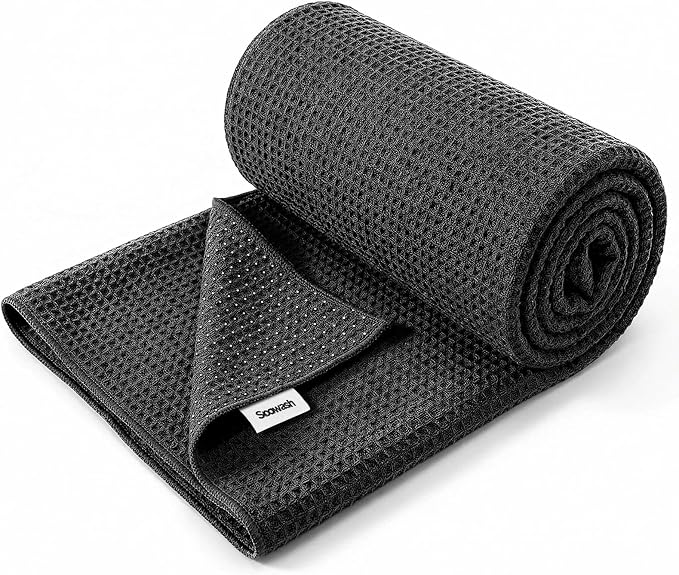 Hot Yoga Mat Towel,Microfiber Yoga Mat Towels Non Slip for Hot Yoga Absorbent Microfiber Sweat Anti-Slip Grip Injury Free,26.5" X 72" -Pilates Gear,Exercise,Fitness Black