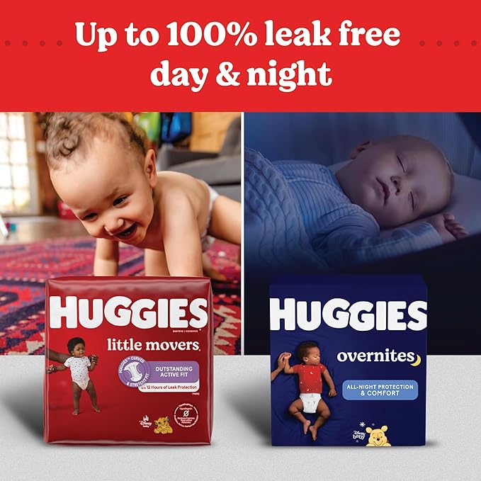 Huggies Size 4 Diapers, Little Movers Baby Diapers, Size 4 (22-37 lbs), 58 Count