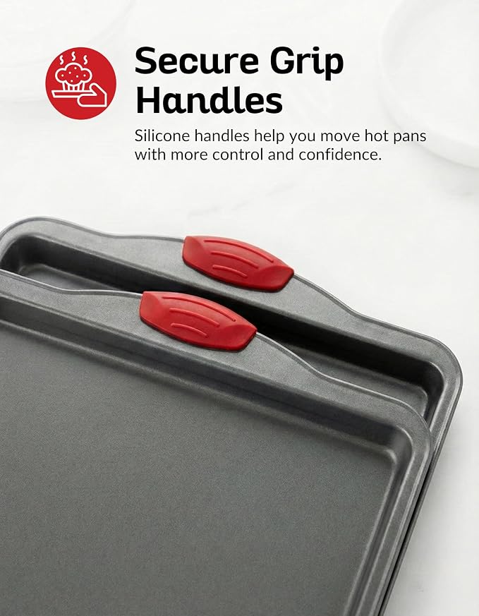 Boxiki Kitchen Nonstick Baking Sheet Pan Heavy-Gauge Carbon Steel, Warp, Dent, and Rust-Resistant Gourmet Rimmed Half Cookie Sheet Tray, Non-Toxic for Exceptional Baking Performance - 15x10 Inch