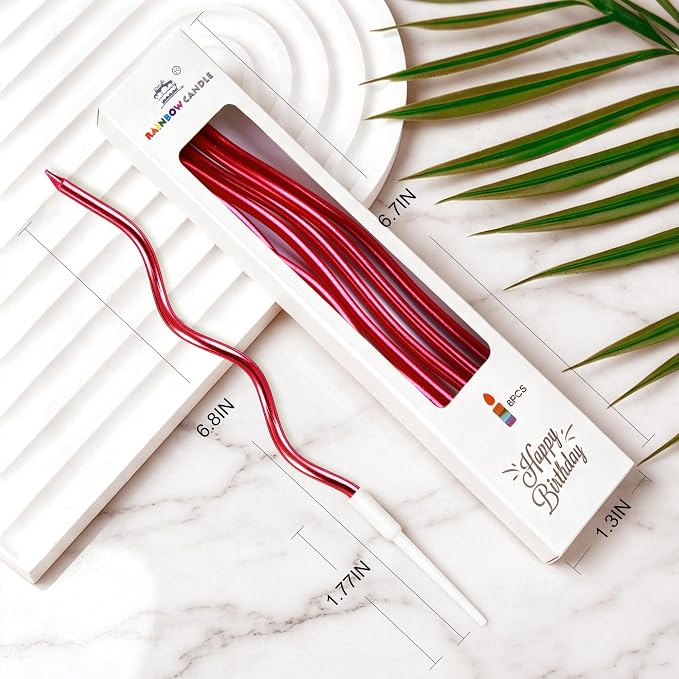 PHD CAKE 24-Count Red Spiral Long Thin Birthday Candles, Cake Candles, Birthday Parties, Wedding Decorations, Party Candles