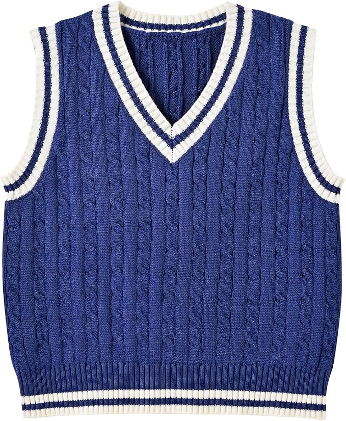 Women's Sweater Vest,Y2K Sleeveless Pattern Preppy Style Knitted Crop Tank Top for Girl