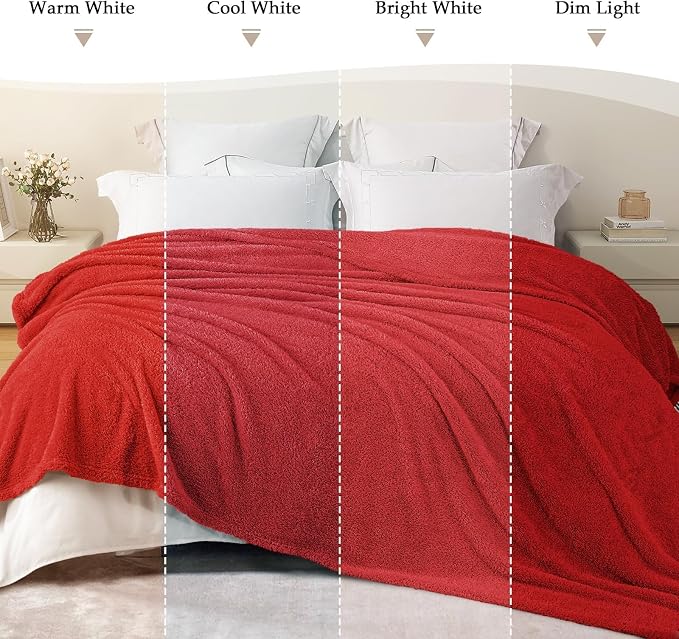 Exclusivo Mezcla Fleece Twin Size Blanket for Couch and Bed, 60" x 80" | Super Soft and Cozy Fluffy Blanket for Women, Lightweight and Fuzzy Blanket for Teens Back to School, All Season, Red