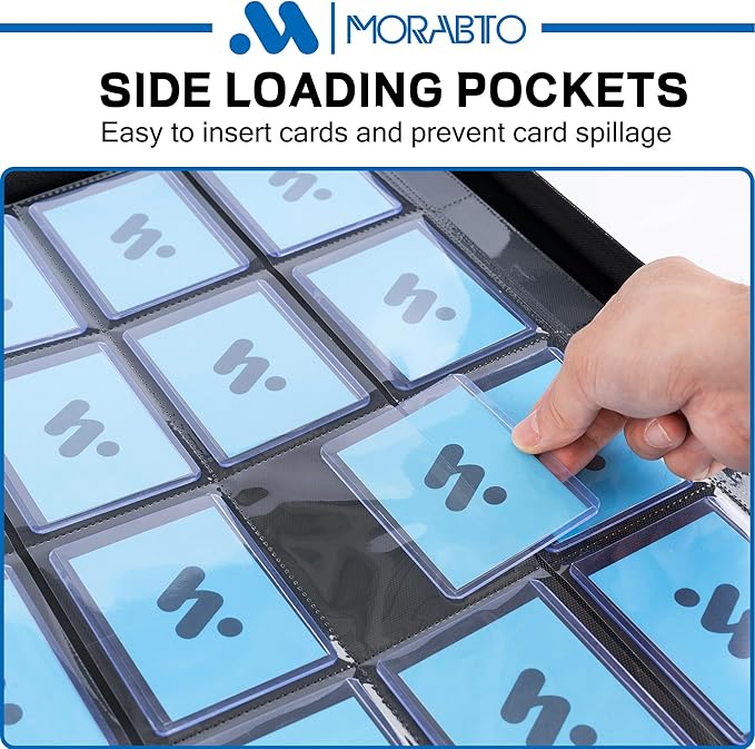 Top Loader Binder, Holds 640 Top Loaders,16 Pocket Top Loader Binders for 3" x 4" Rigid Cards,Top Loader Card Binder for Hard Plastic Top Loaders- Light Blue