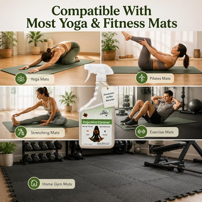 Black Diamond Stoneworks Yoga Mat Spray Cleaner: USDA Certified BIOBASED- Essential Oils, Safe for All Type of Materials, Exercise, Pilates, or Workout Mats. (1 quart/1 gallon)