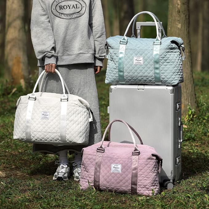 Travel Duffel Bag, Carry On Overnight Weekender Bags for Women | Travel Bag with Wet Pocket & Trolley Sleeve, For Spirit Airlines 18x14x8 Personal Item Bag