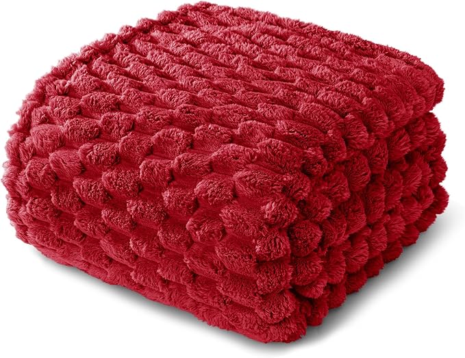 Whale Flotilla Soft Fleece King Size Bed Blanket Luxury 3D Jacquard, Red | Lightweight Breathable Coverlet Bedspread for All Seasons, Super Cozy Plush Fluffy Fuzzy Decorative Blanket for Bed, 90"x104"