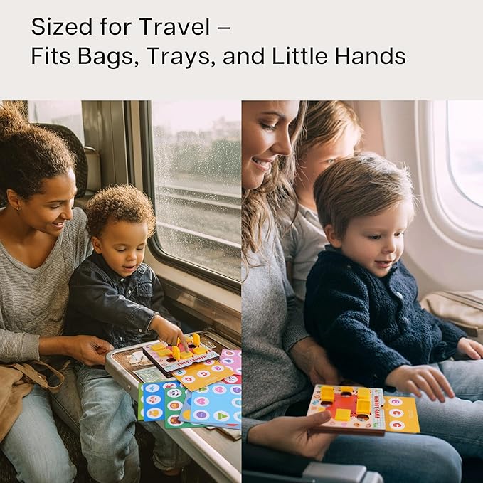 Memory Matching Game, Kids Travel Toy with 10 Double-Sided Cards, Flip Board for Ages 3-6, Travel Memory Game for Airplane & Road Trip