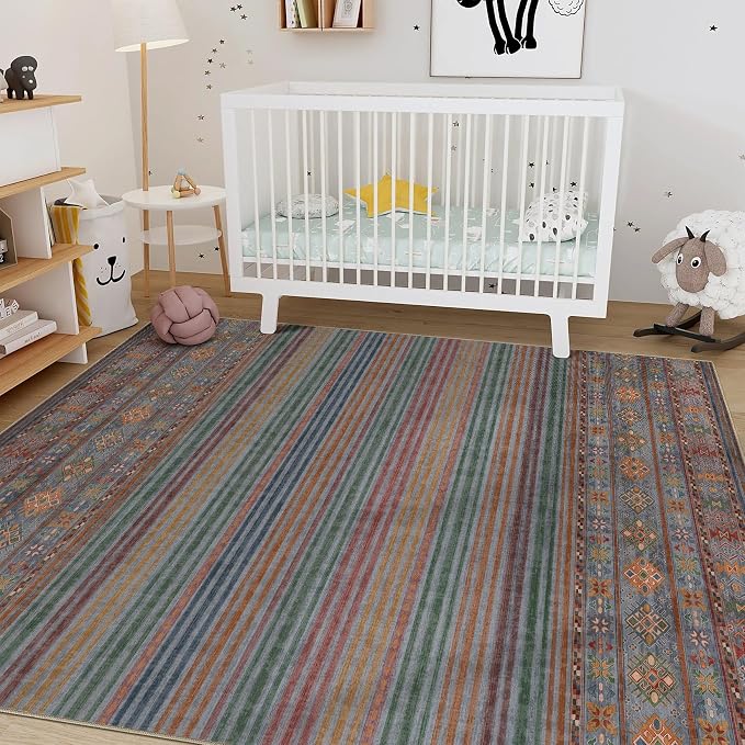 Nakagishi Boho 5x7 Area Rug Living Room Rugs Machine Washable Multi Color | Soft, Pet & Kid Friendly, Carpet for Living Room/Bedroom/Office/Kitchen/Nursery, Daily Home Decor Stain Resistant Moroccan