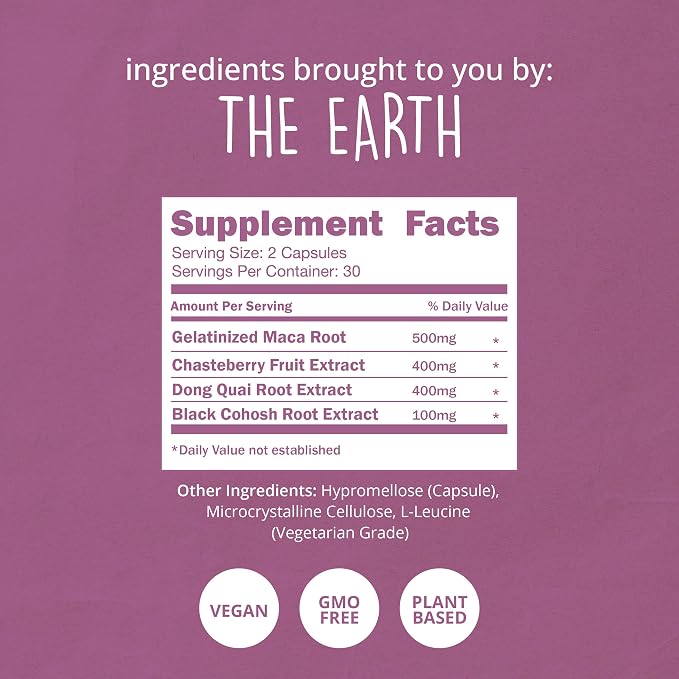 Hormone Balance for Women - PMS & PMDD Support Supplement, Vegan, 60 Ct | Mood, Cycle Regularity - Chasteberry, Maca, Dong Quai, Black Cohosh - Vegan, Non-GMO, 30 Servings