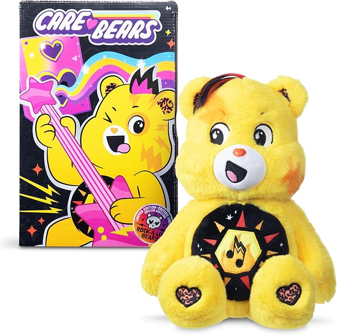Care Bears - 14" Rock Theme Funshine Bear - Medium Size Plush - Soft, Huggable Plushie, Stuffed Animal for Girls and Boys, Ages 4+