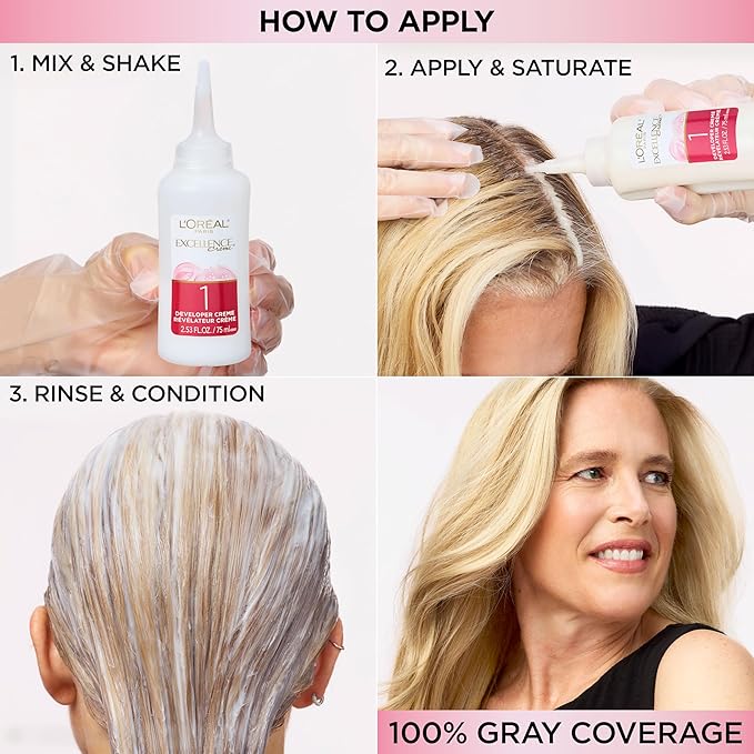 L'Oreal Paris Excellence Crème Permanent Hair Dye, Triple Care Hair Color with Hyaluronic Acid for 100% Gray Coverage, 01 Extra Light Natural Ash Blonde, 1 Kit (Packaging May Vary)