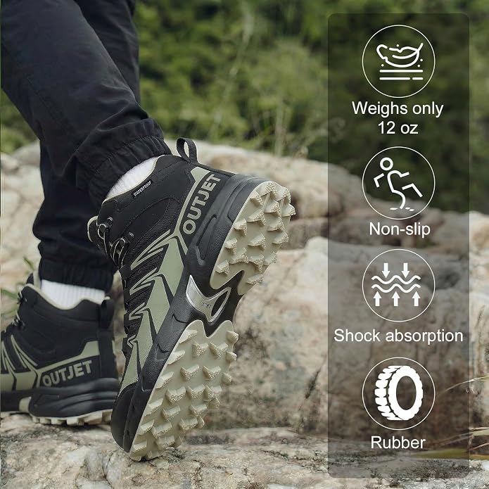 Women's Waterproof Hiking Boots Lightweight Comfortable Non-Slip Outdoor Walking Trekking Trails Boot