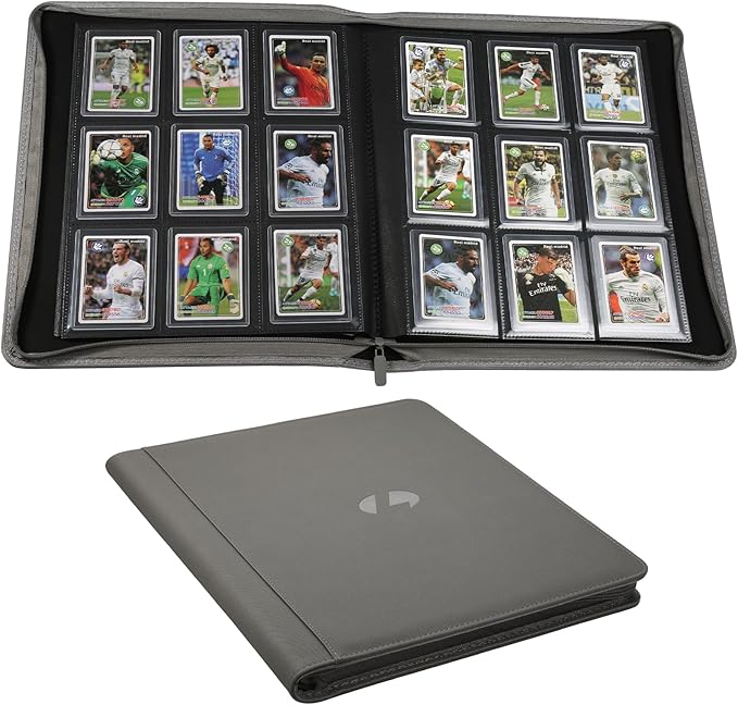 Toploader Binder,Holds 288 Toploaders,9 Pocket Double-Sided Top Loader Binders with Sleeves for 3 x 4'' Toploaders, Card Holder for Trading Cards or Sports Cards(Grey)