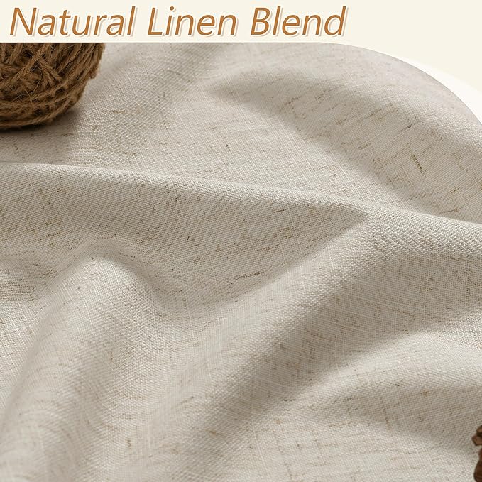 Guken 100% Blackout Linen Curtains for Bedroom 96 inches Long, Thermal Insulated Room Darkening Black Out Drapes for Living Room, Back Tab Rod Pocket 2 Panels Set,Taupe Burlywood,52x96