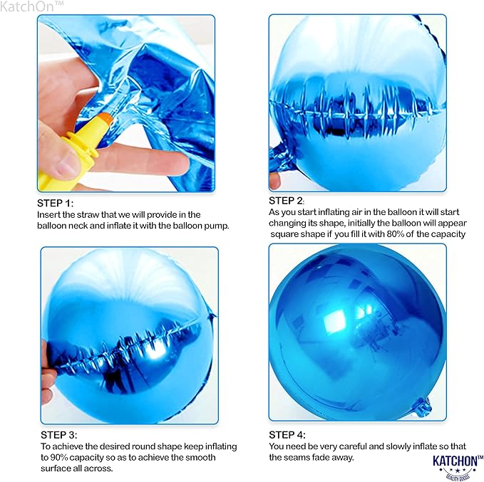KatchOn, Large Blue Mylar Balloons - 22 Inch, Pack of 6 | Royal Blue Metallic Balloons for Ramadan Decorations | Eid Decorations, Birthday, Gender Reveal, Baby Shower, Under The Sea Party Decorations