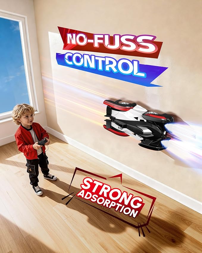 Wheat Run Wall Climbing Remote Control Car, Dual Mode 360° Rotating RC Stunt Car with Headlight, USB-C Rechargeable Race Vehicle, Indoor Wall Toys for Boys Ages 3+, Gifts for Kids Birthday
