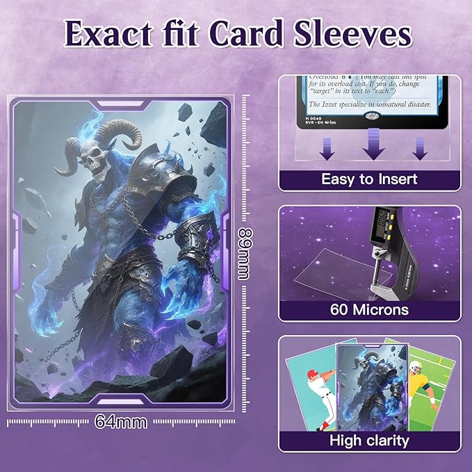 500 Perfect Fit Sleeves,Inner Clear Card Sleeves Perfect Fit for Double Sleeving,60-Microns Ultra Clear Protection,High Clarity Trading Card Sleeve Compatible with MTG, TCG, Game,Sport Cards