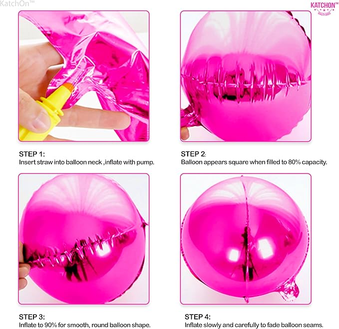 KatchOn, Big Hot Pink Balloons - 22 Inch Pack of 6 | Hot Pink Foil Balloon for Pink Birthday Decorations, Pink Party Decorations, Gender Reveal | Metallic Balloons For Baby Shower, Bridal