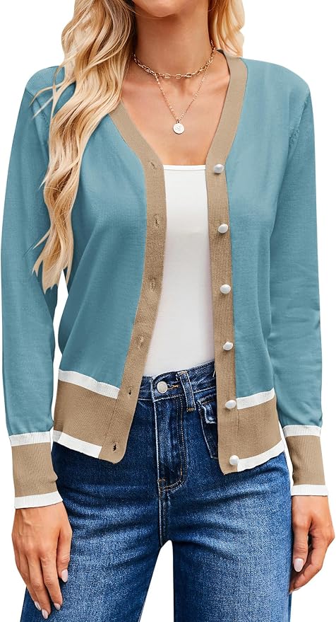 GRACE KARIN Cardigan Sweaters for Women Lightweight Long Sleeve Cropped Cardigan Summer Fall Fashion Clothing Outfits Shrug