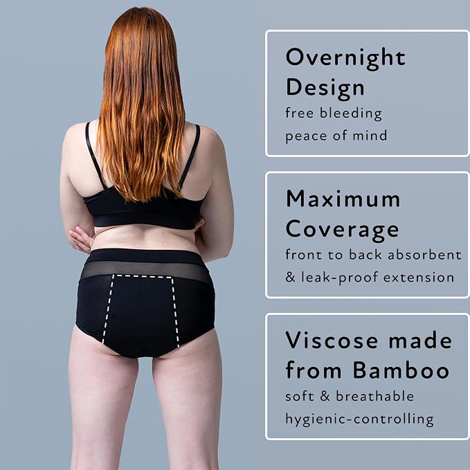 Goat Union Overnight Period Underwear for Women Heavy Flow, Leakproof Menstrual Panties Full Coverage