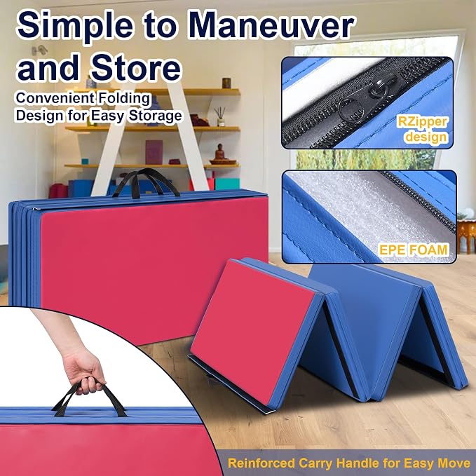 Polar Aurora 3'x6'x2 Thick Folding Gymnastics Exercise Mat Aerobics Stretching Yoga Mats
