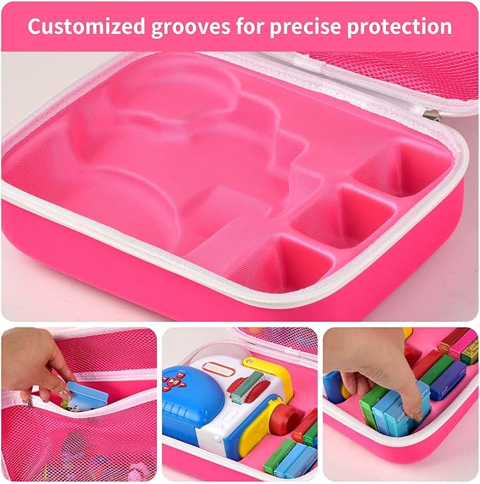 Case Compatible with Little Tikes Story Dream Machine Starter Set, Toys Storage Bag with 5 DIY Embroidery Patches, Organizer for Projector Storytime Books and Audio Character- Pink Rabbit (Box Only)