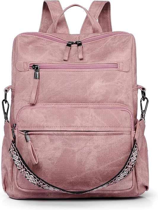 Backpack Purse for Women, Pu Leather Designer Travel Backpack, Fashion Work Ladies Shoulder Bag Handbag