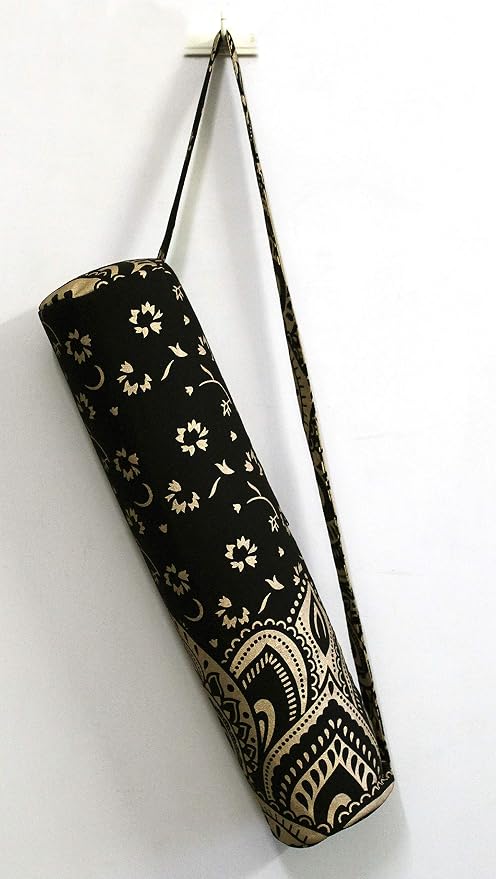 ICC Black Gold Mandala Full-Zip Exercise Yoga Mat Carry Bag Gym Beach Pilates Carrier Bags Hippie Mandala Indian Cotton Bag